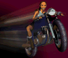 Lara en moto